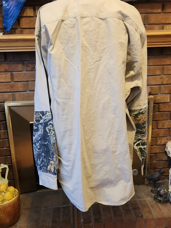 Cabela's Tan Camo Accent Button Down Collar Shirt Size XL Tall Hunting Outdoors - Picture 6 of 10